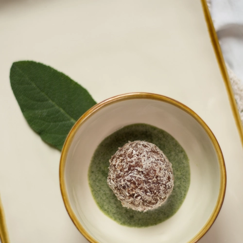 Raw truffles with sweet sage sauce