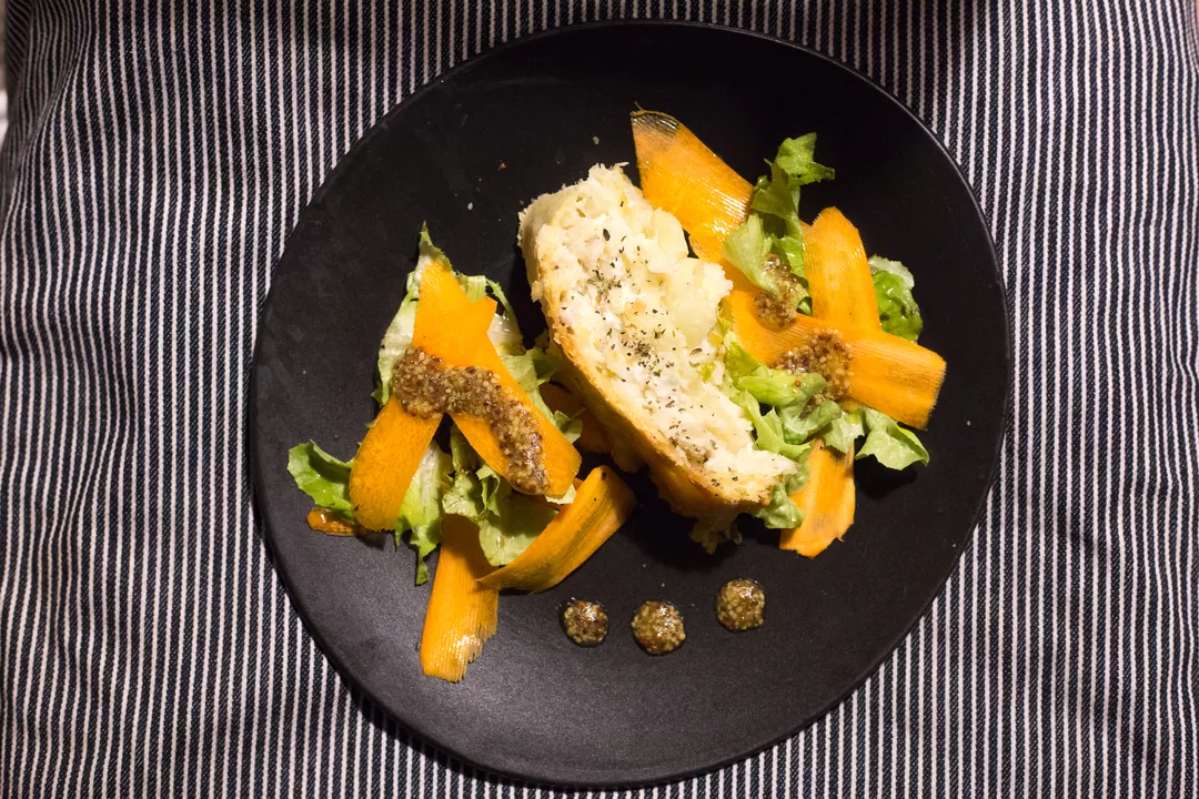 Recipe: Goat Cheese and Cauliflower Strudel with Mustard Dressing