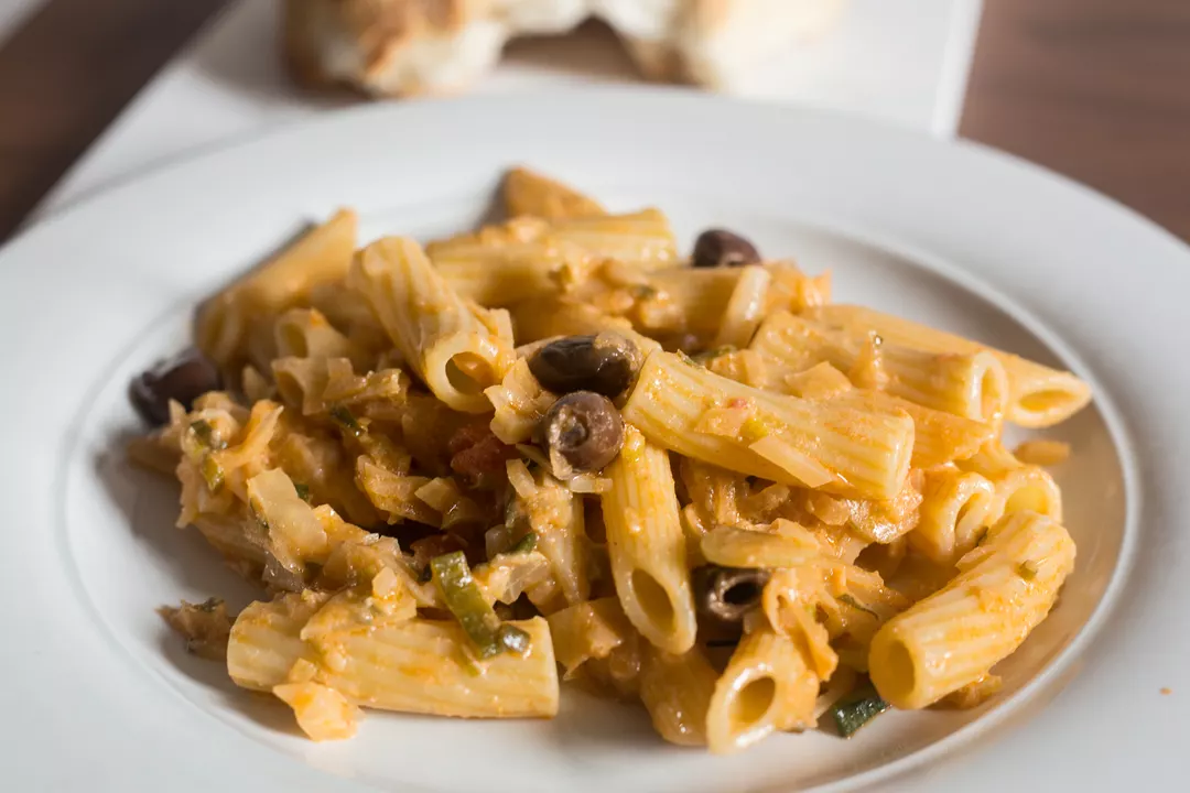 Recipe: Pasta with Fennel Ragù, Olives and Tahini