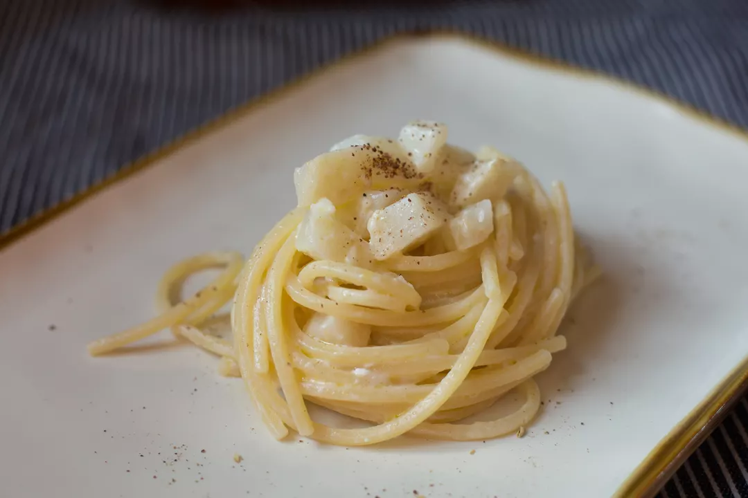 Recipe: Spaghetti alla Chitarra with Goat Cheese and Celeriac
