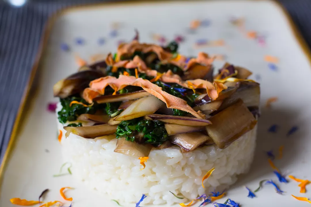 Recipe: Layered Rice Salad with Treviso Radicchio and Kale