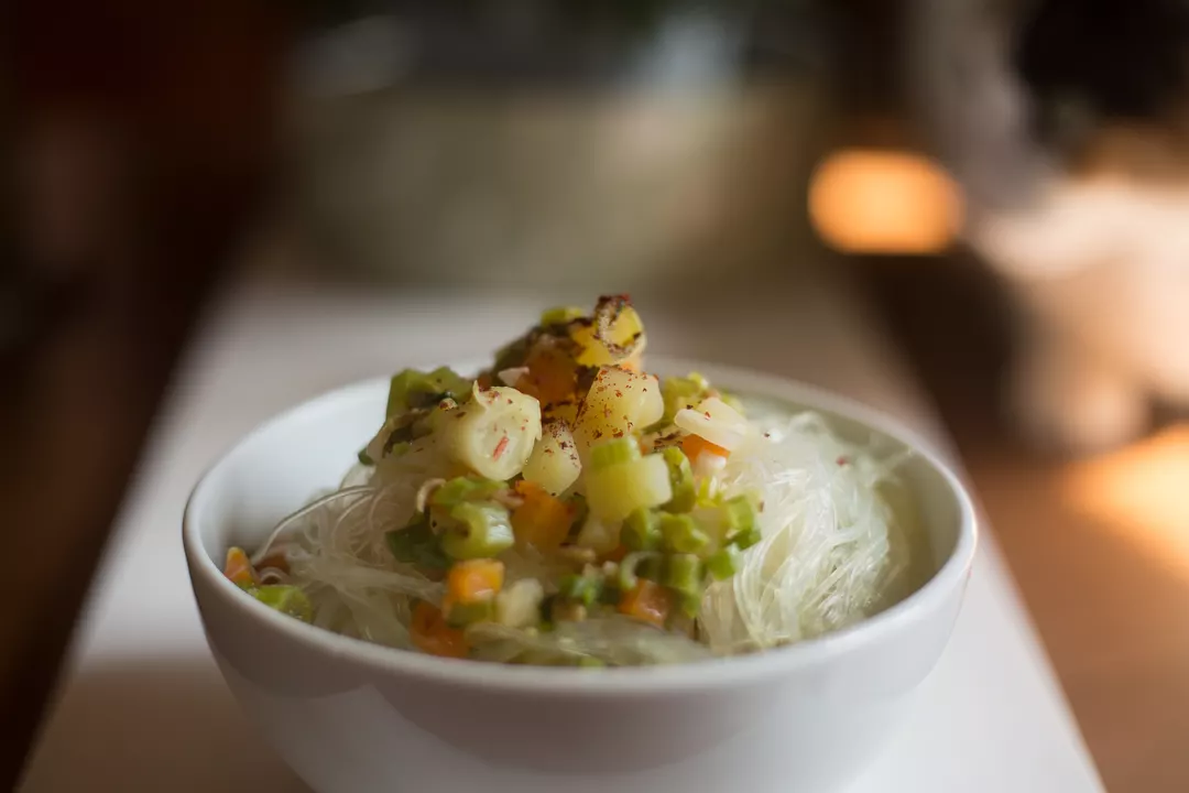 Recipe: Rice Noodle Soup with Turnip Greens: a Vegan Ramen - 1