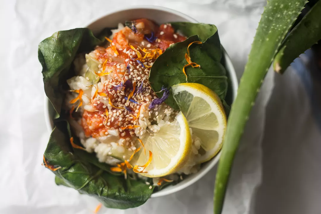 Recipe: Thai-Style Rice with Chard, Spring Onions and Spicy Tomato Sauce - 1