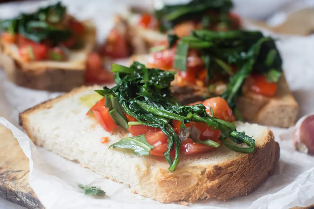 Recipe: Bruschetta with Sautéed Dandelion Greens and Tomatoes - 1