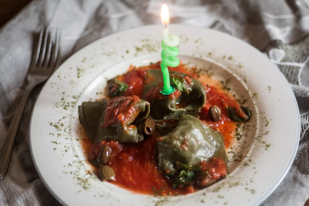 Recipe: Matcha Tortelli with Greens and Almond Ricotta