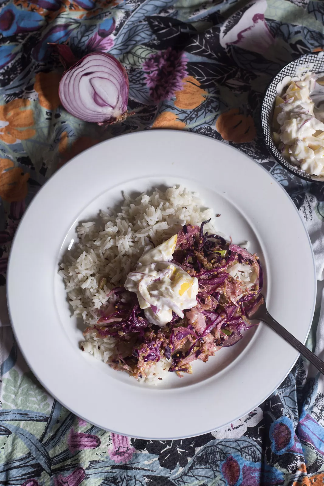 Recipe: Tandoori Masala Cabbage with Basmati Rice and Apple Raita - 1