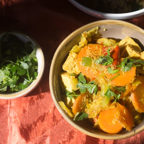 Handmade tofu with coconut vegetable