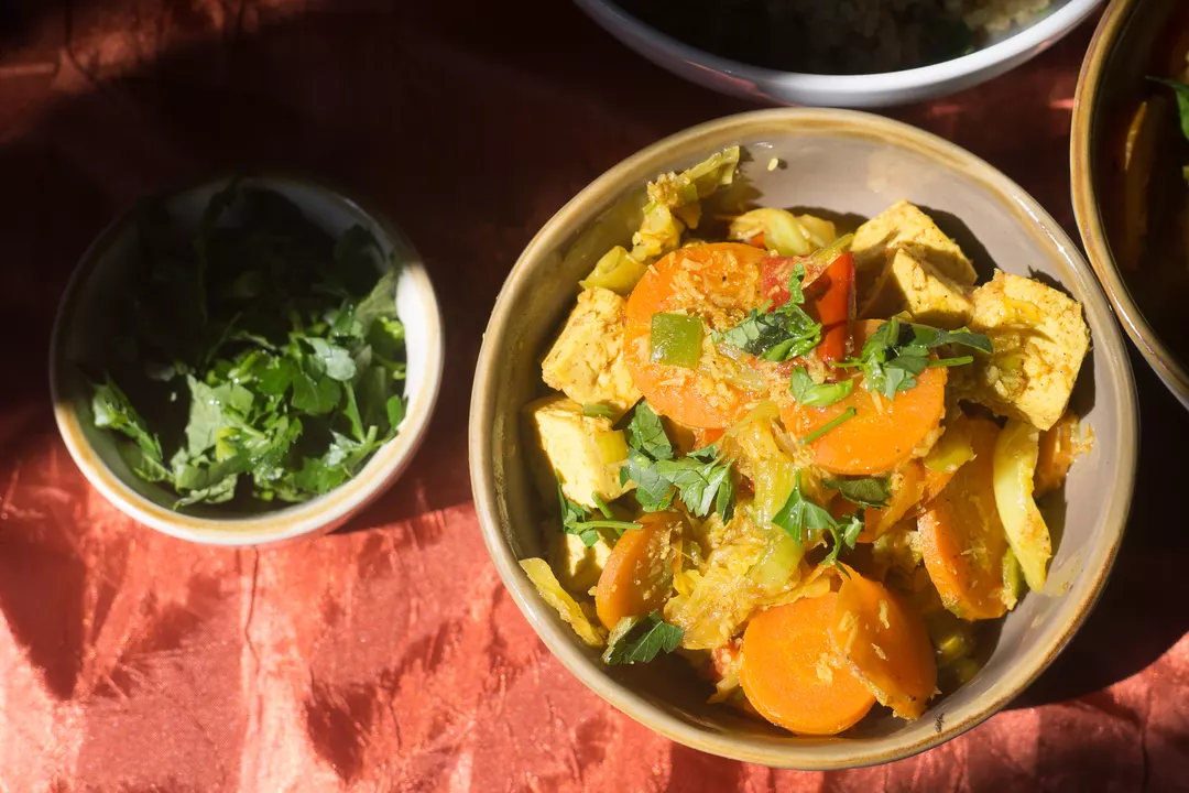 Recipe: Tofu and Vegetables in Coconut Milk with Quinoa and Herbs