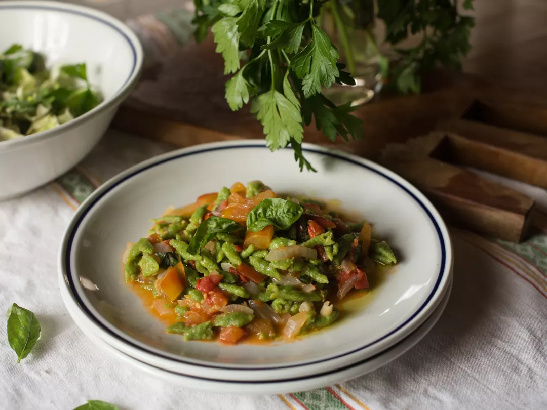 Recipe: Spätzle dei Campi: Wild Greens Spätzle from Trentino - 1