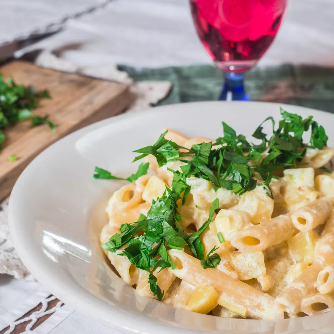 Recipe: Vegan Pasta e Patate with Cashew Cream - 1