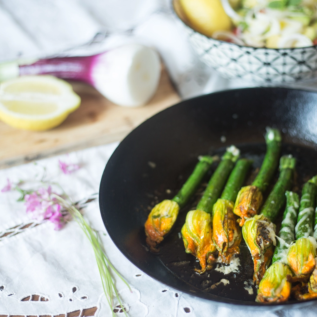 Recipe:  Stuffed courgette flowers