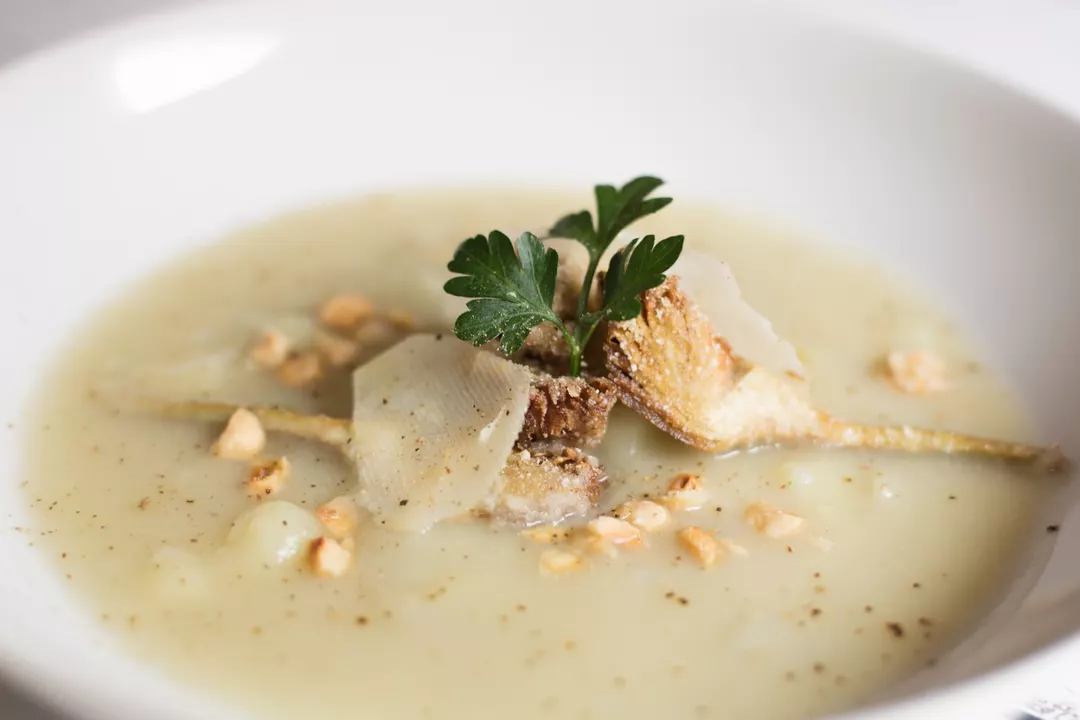 Recipe: Potato and Jerusalem Artichoke Soup with Crispy Artichokes