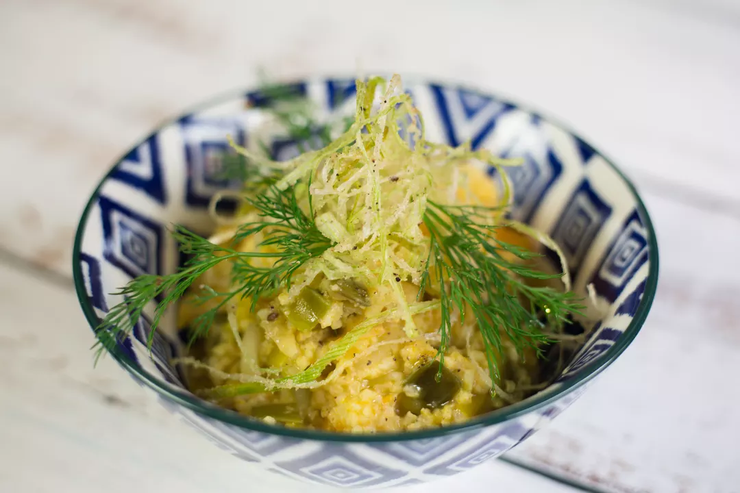 Recipe: Millet Pseudo-Risotto with Pumpkin and Crispy Leek