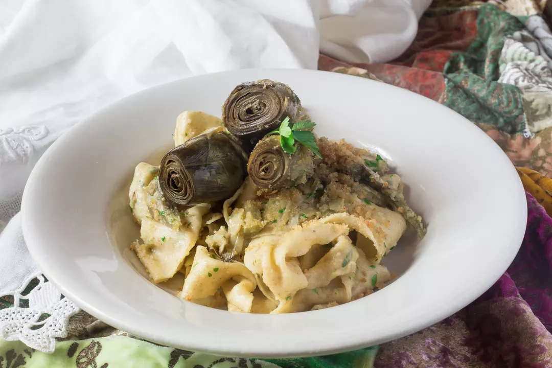 Recipe: Savory Pappardelle with Artichokes and Toasted Breadcrumbs