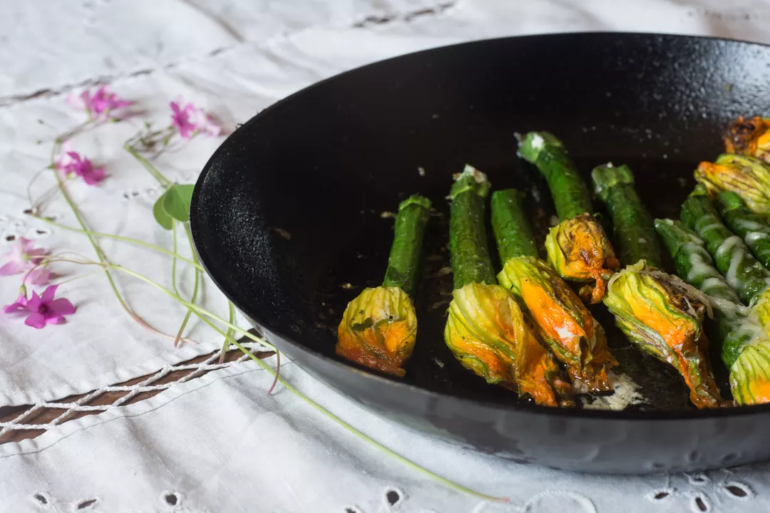 Recipe: Stuffed Courgette Flowers with Almond Ricotta - 1