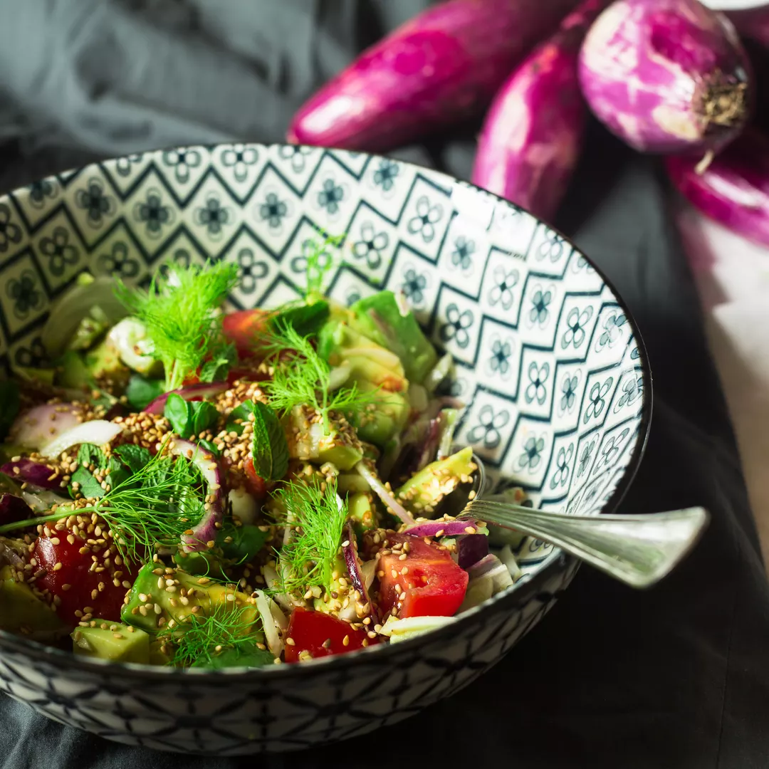 Recipe: Fresh Herb Bowl with Avocado and Cabbage