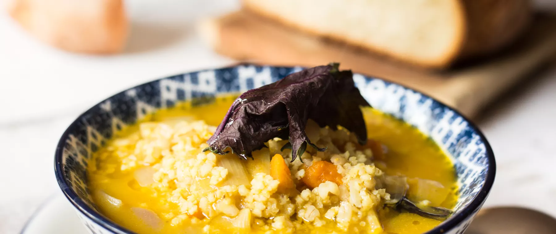 Recipe: Pumpkin and Leek Soup with Millet, Barley and Shiso