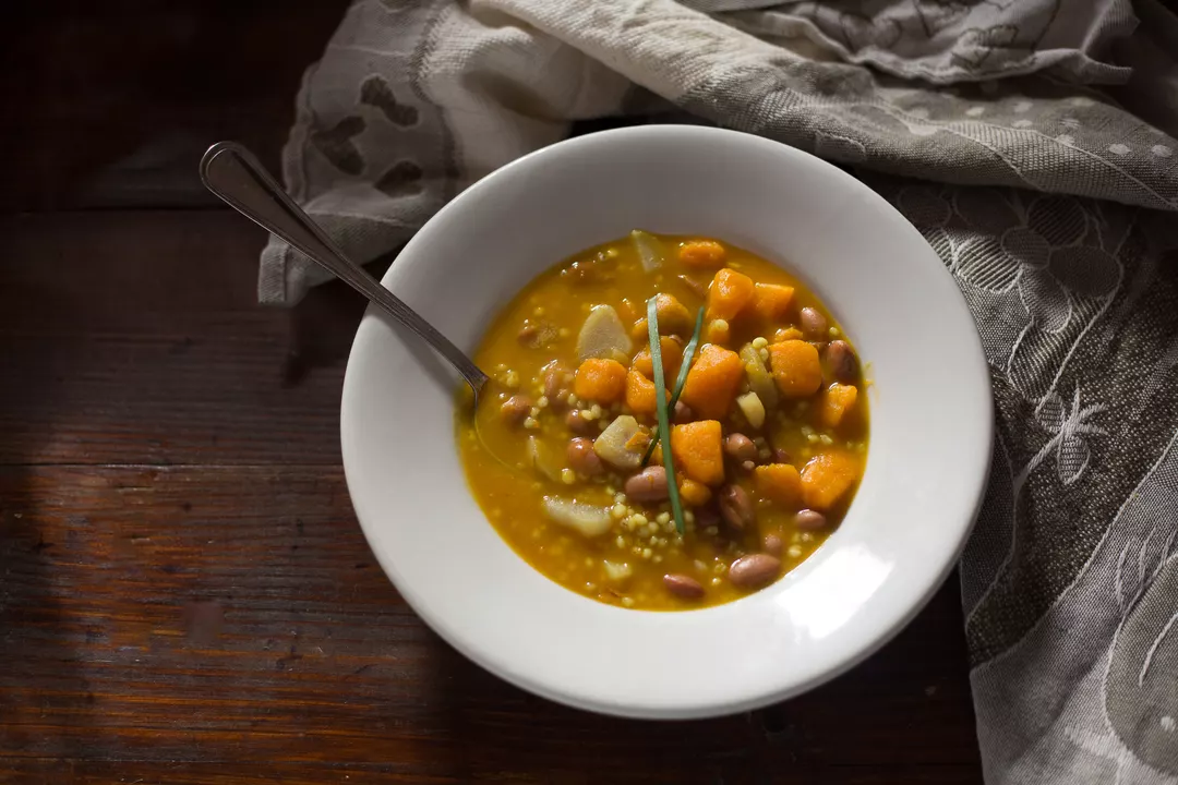 Recipe: Pumpkin Soup with Fresh Turmeric and Sorghum