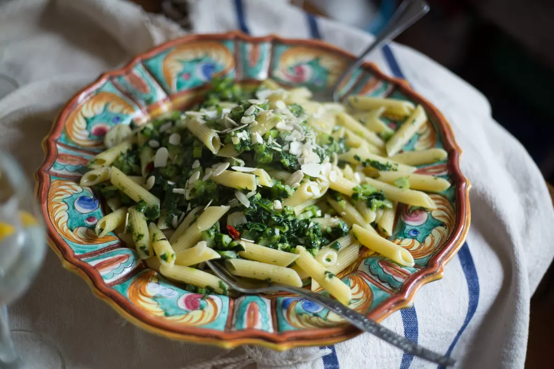 Recipe: Penne with Broccoli Leaves and Ginger